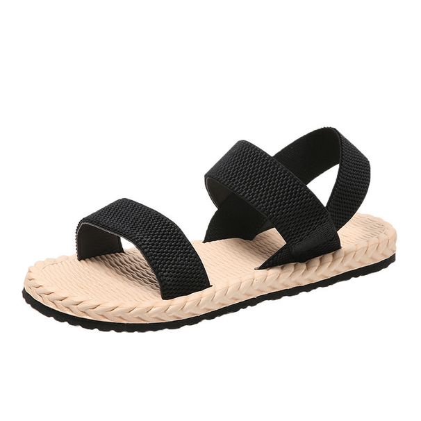 Elastic Band Cross Flat Women's Shoes 2023 New For Women Summer Outdoor Imitation Straw Linen Roman Sandals_vogvips.com