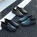 Men's Waterproof Slip-Resistant Work Shoes For Construction & Kitchen - Lightweight Soft Rubber Low-Cut Rain Boots (Black/Dark Green/Brown)_vogvips.com