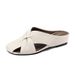 2025 Summer Outdoor Casual Mules Soft Leather Hollow Out Closed Comfortable Round Toe Wedge Women's Slippers_vogvips.com