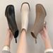 French Slim Martin For Women 2024 Spring And Autumn New Thick Heel Square Toe Korean Style Short Boots Fashion Versatile_vogvips.com
