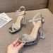 Women's High-heeled Sandals 2026 New Summer Style With Waterproof Platform, Chunky Single Strap, Rhinestones,_vogvips.com