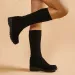 Autumn Winter Knitted Woolen High Tube Over Knee Elastic Long Thick Slope Heel Womens Boots Leisure Style Round Toe_vogvips.com