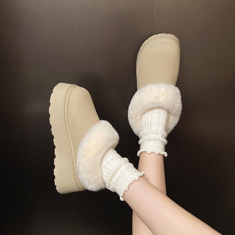 Women's Shoes Plus Size Snow Boots Short Suede Solid Color Warm Snow Boots Short Plush Thick Sole Cotton Shoes_vogvips.com