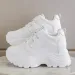 White Platform Women S Sneakers Spring Lace Up Thick Bottom Vulcanize Woman Pu Leather Breathable Sports Sho_vogvips.com