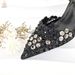 Pointy matching color diamond women's shoe bag set light mouth sexy high heels small decorative bracelet_vogvips.com