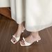 Niche Genuine Leather Bow High-heeled Women's French Small Mueller Half-slippers Sandals_vogvips.com
