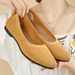 Casual Women's Shoes Solid Color Pointed Flat Shoes Women's Casual Cloth Shoes Flying Knitted Shoes_vogvips.com
