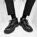 Spring Casual Leather Big Toe British Work Korean Style Trendy Black Low-top Men's Shoes_vogvips.com
