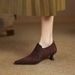 Pointed Toe Deep-Cut Women's Shoes 2025 Fall/Winter Suede Soft Leather Ankle High-Heeled Loafers Stiletto Heel Bare_vogvips.com