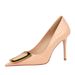 3391-26 Korean Style Fashion Elegant Slimming Stiletto High Heels Shallow Mouth Pointed Toe Metal Buckle Single Shoes_vogvips.com