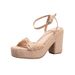 Women's Woven Straw Rope Twist Strap Casual Summer High-heeled Sandals With Thick Soles Wedge Heels, European And_vogvips.com