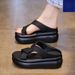 Thick-Soled Platform For Women, Summer 2025 New Style, Soft Sole, Slip-On, Non-Slip Beach Sandals To Match Dresses_vogvips.com