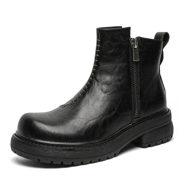 Retro Thick-soled Heightening Tooling Boots Outdoor Recreational Hiking Martin Boots Style Men's Boots_vogvips.com