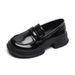 Black Loafers Women's Soft Soles Autumn Round Head Platform British Small Leather Shoes Large Size Women's Shoes_vogvips.com