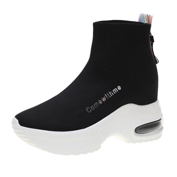 Women's Chunky Sole Platform Sneakers - Breathable High-Top Lace-Up Shoes With Back Zipper For Casual & Sporty Style_vogvips.com