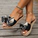 Women’s Shoes Home Slippers Summer New Breathable Indoor Cloth Slippers Small Fragrance Style Bow Sandals For Women To Wear Black And White_vogvips.com