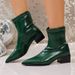 Autumn New Style Plus Size Women's British Pointed Toe Low Heel Martin Boots Slimming Slip-On Ankle Boots_vogvips.com