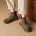 2024 New Genuine Leather Breathable Martin For Women With Hidden Wedge Thick Sole Yellow Work Boots_vogvips.com
