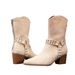 Elegant Pointed Toe Nude Western Boots For Women - Chunky Heel Mid Calf Boots With Back Zipper, Suede Upper & Rubber Sole_vogvips.com