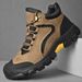 Shrimp Skin Work Shoes For Men, Mid-Top Fleece-Lined Outdoor Hiking Shoes, Men's Anti-Slip Large Size Sports Shoes_vogvips.com