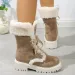 Thick Plush Winter Artificial Fur Platform Ankle For Womens Mid-range Lace Snow Boots And Thick Cotton Shoes 241022_vogvips.com