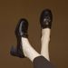 Single Shoes Women's Thick Heel Small Leather Shoes With Fleece To Keep Warm One Pedal Fluffy Shoes Loafers_vogvips.com
