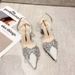 2023 Rhinestone Sandals Wom, Fashionable And Sexy Pointed Toe Sandals, Closed-Toe High Heel Mules With Bowknot For_vogvips.com