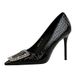 3391-K66 European And American Style Banquet Heels Stiletto Stone Pattern Patent Leather Shallow Pointed Toe Rhinestone_vogvips.com