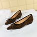 3683-19 Korean Style Pointed Toe Shallow Mouth Commuter Loafers Low Heel Slimming Bowknot Wedge Leopard Print Slip-On_vogvips.com