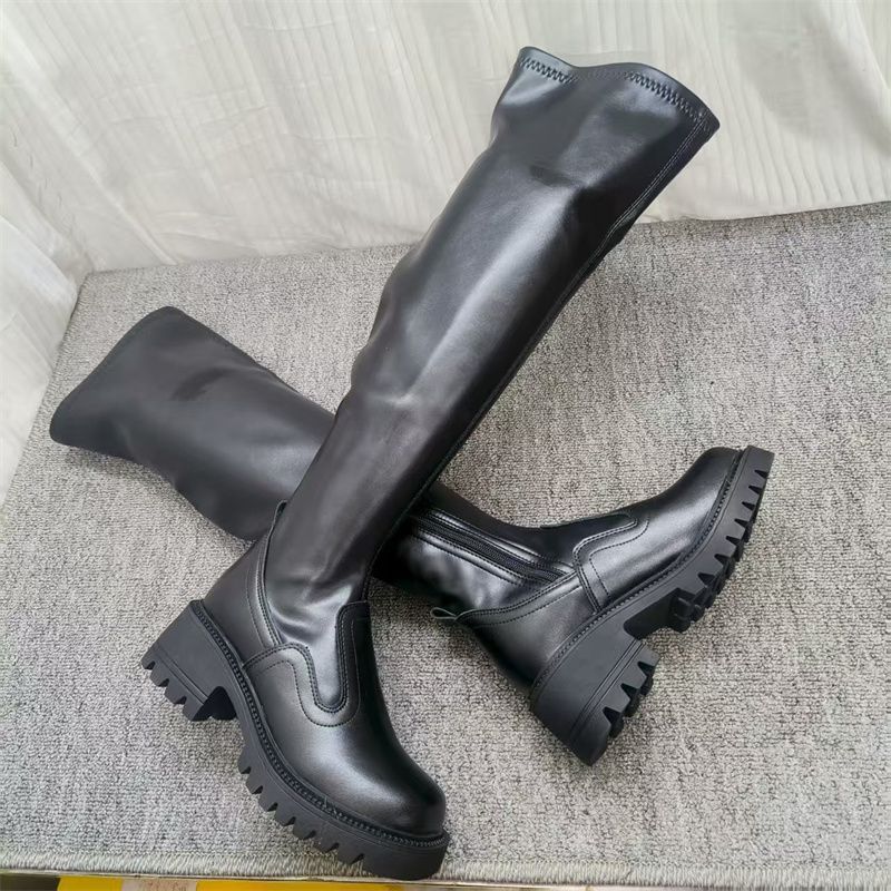 Over-the-knee 2025 Autumn And Winter New Elastic Boots, Slimming Knight Petite Women, Thick-soled High-tube Long Boots_vogvips.com