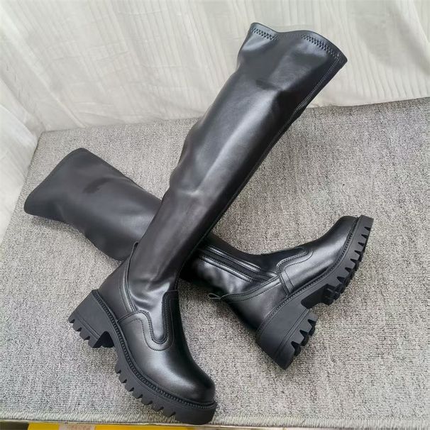 Over-the-knee 2025 Autumn And Winter New Elastic Boots, Slimming Knight Petite Women, Thick-soled High-tube Long Boots_vogvips.com