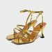 Women's Serpentine Line Band Square Head Sexy Fashion Party Gold Heels_vogvips.com