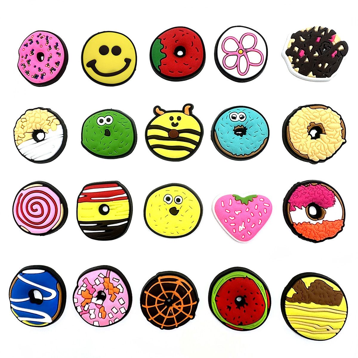 20 Set Cartoon Donut Series Shoes Flower Shoe Buckle Soft Glue Cute Garden Shoe Accessories Accessories_vogvips.com