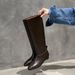 2024 Autumn Winter Korean Style Simple Flat Pointed Toe Straight For Women Over-the-Knee Slimming Long Leather Boots_vogvips.com