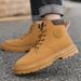 Men's British Style Chunky Sole Martin Boots - Anti-Slip Retro Work Boots, Trendy Hiking Boots With Mid-Calf Height_vogvips.com