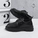 MOSSHARKLO Men's Casual Leather Shoes - Low Cut Breathable PU Sneakers With Rubber Sole For Daily Wear (Black)_vogvips.com
