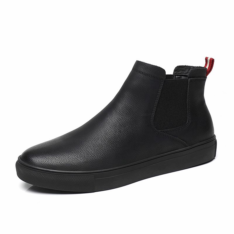 European Warm Series 2025 New Men's Short Genuine Leather Martin With Fleece Lining Warm Slip-On Fashion Boots For Autumn And Winter_vogvips.com