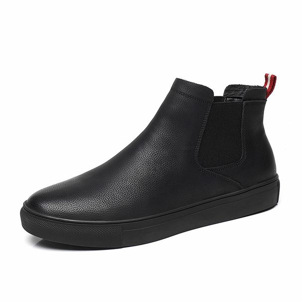 European Warm Series 2025 New Men's Short Genuine Leather Martin With Fleece Lining Warm Slip-On Fashion Boots For Autumn And Winter_vogvips.com