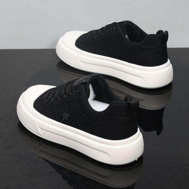 Breathable Classic Low-Top Canvas Sneakers For Men, Comfortable Soft Sole Casual Shoes With Thick Platform Design_vogvips.com