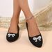 Cross-border French-style Flat For Women, New Spring-summer Versatile Loafers, Black Bow-tie Shallow Single Shoes_vogvips.com