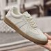 First Layer Pigskin Men's Shoes Board Shoes Men's Sports And Leisure Shoes Men's Mesh Round Head Lace-up Small White_vogvips.com
