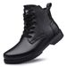 Men's Medium Tube Martin Boots, Irst Layer Large Size Trendy Men's Leather Boots, Thick Sole Heightening High-top Tooling Shoes_vogvips.com