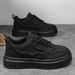 Men's All Black Board Autumn Restaurant Work, Wear-Resistant Sports And Leisure Shoes, Thick Soled Versatile Men's Shoes_vogvips.com
