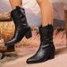 Women's Chunky Heel Stacked Boots Pointed Toe Mid Calf Boots For Wide Feet (Sizes 36-43) - PU Leather Slouchy Ankle Boots With Rubber Sole_vogvips.com
