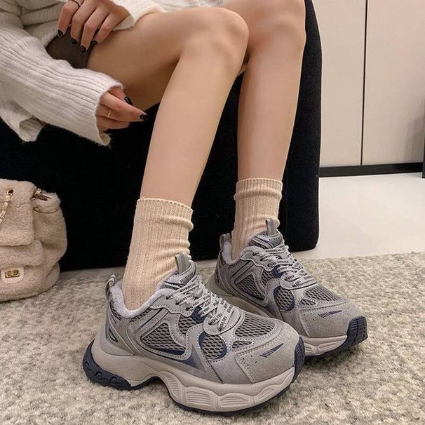 European Autumn New Fashion Double-layer Thick-soled Height-increasing Dad Shoes With Distressed Vintage Look Casual_vogvips.com