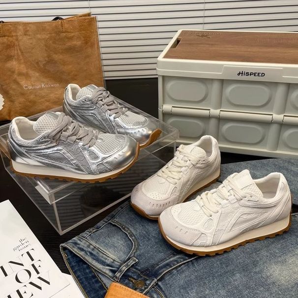 Thick Soled Casual Dad Women's 2025 Spring Lace Mesh Breathable Sports Forrest Gump Shoes, Versatile Height Increasing_vogvips.com
