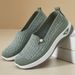Women's Shallow Mouth Mother Shoes Fly-woven Breathable Single Shoes Soft-soled Feet Flat Shoes Middle-aged And Elderly Casual Shoes_vogvips.com
