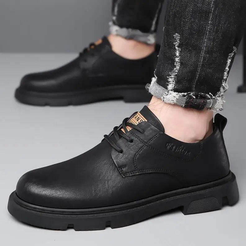 Cow Leather Autumn Platform For Fashion Casual Derby Shoes Male Low Top Work Ankle Boots Men 250612_vogvips.com