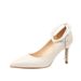 Women's Shoes Casual Business Wedding Party Style Stiletto White Lychee Pattern One Line Pearl Two Wear Comfortable Daily Single Shoes For Women_vogvips.com