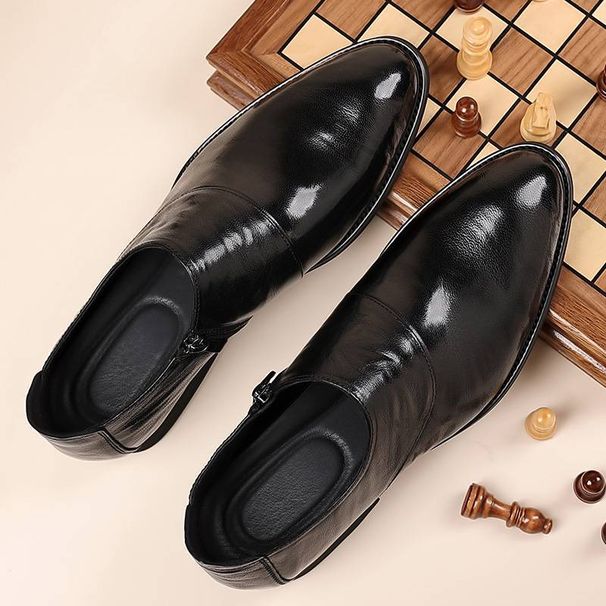 Men's business dress cowhide men's shoes Soft-soled casual shoes pointed leather men's shoes high-end_vogvips.com